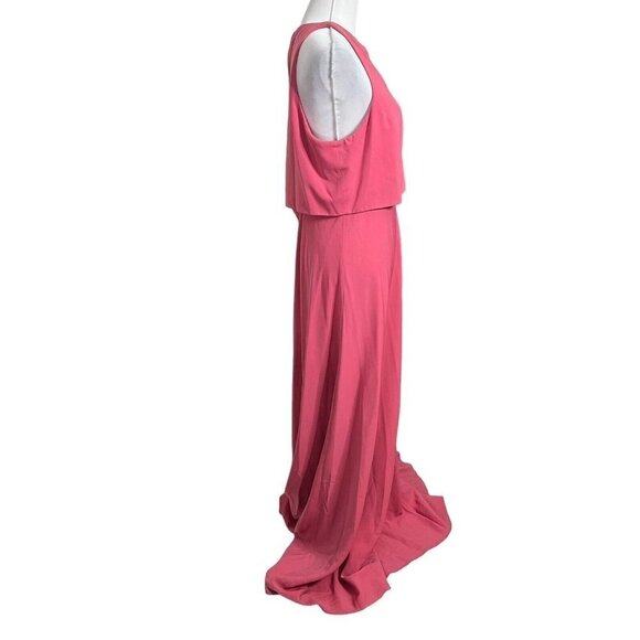 Anthropologie Jill Jill Stuart Iva Maxi Dress Pink Crepe Gown Women’s Size 14 - Picture 5 of 14